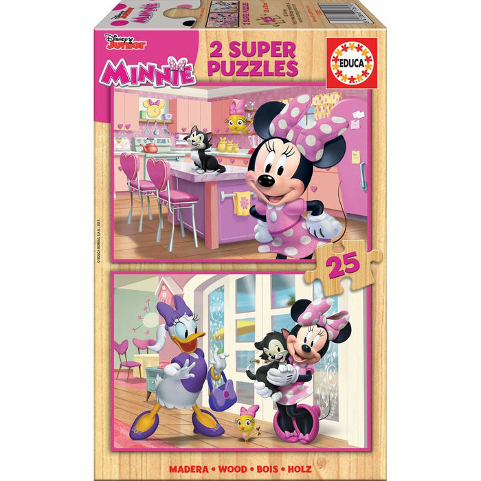 Set de 2 Puzzle-uri   Minnie Mouse Me Time         25 Piese 26 x 18 cm