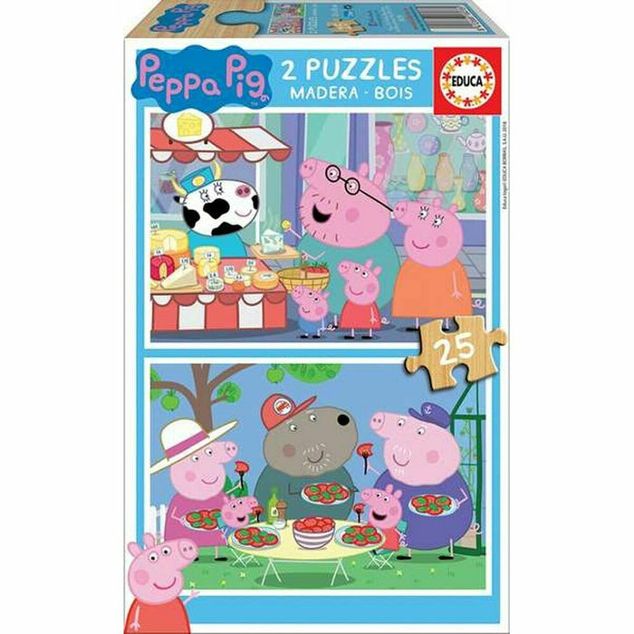Set de 2 Puzzle-uri   Peppa Pig Cosy corner         25 Piese 26 x 18 cm