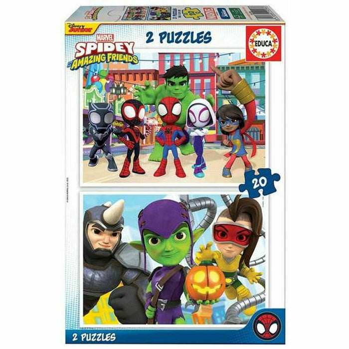 Set de 2 Puzzle-uri   Spidey Team up         20 Piese 28 x 20 cm
