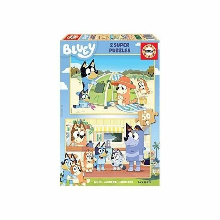 Set de 2 Puzzle-uri Bluey Lemn 50 Piese