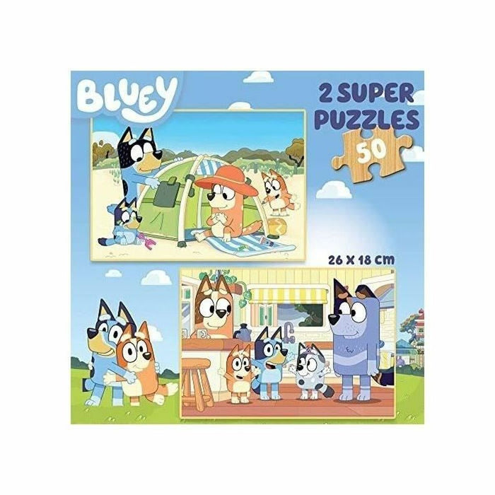 Set de 2 Puzzle-uri Bluey Lemn 50 Piese