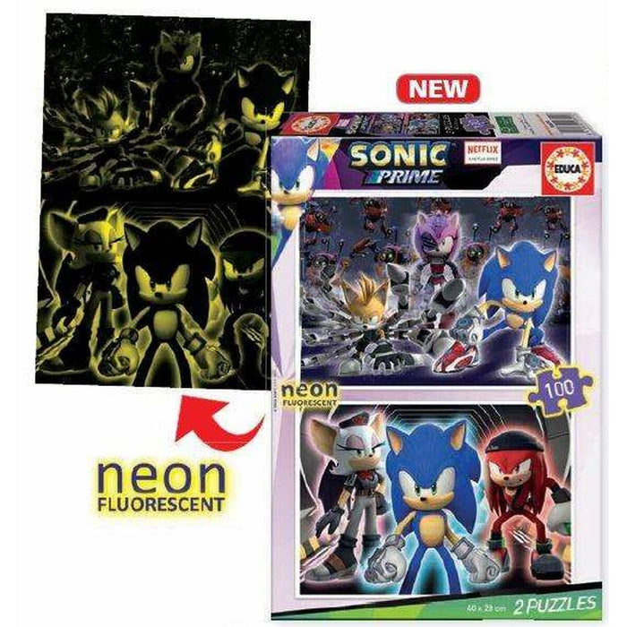 Set de 2 Puzzle-uri Educa Neon Sonic 100 Piese