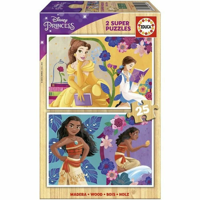 Set de 2 Puzzle-uri Disney Princess Bella + Vaiana 25 Piese