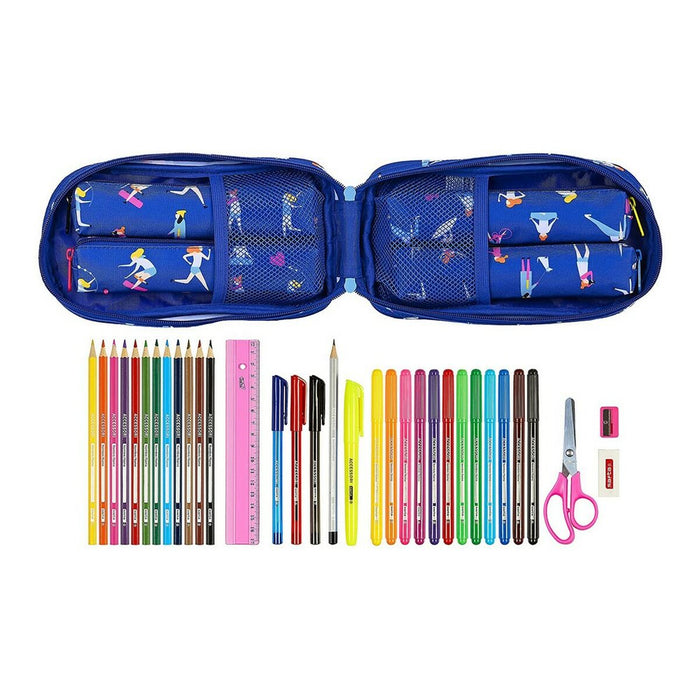 Cutie pentru creioane BlackFit8 M747A Albastru 12 x 23 x 5 cm (33 Piese)