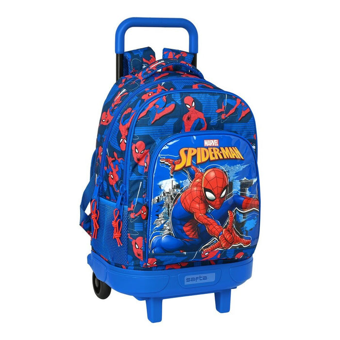 Ghiozdan cu Roți Spiderman Great power Roșu Albastru (33 x 45 x 22 cm)