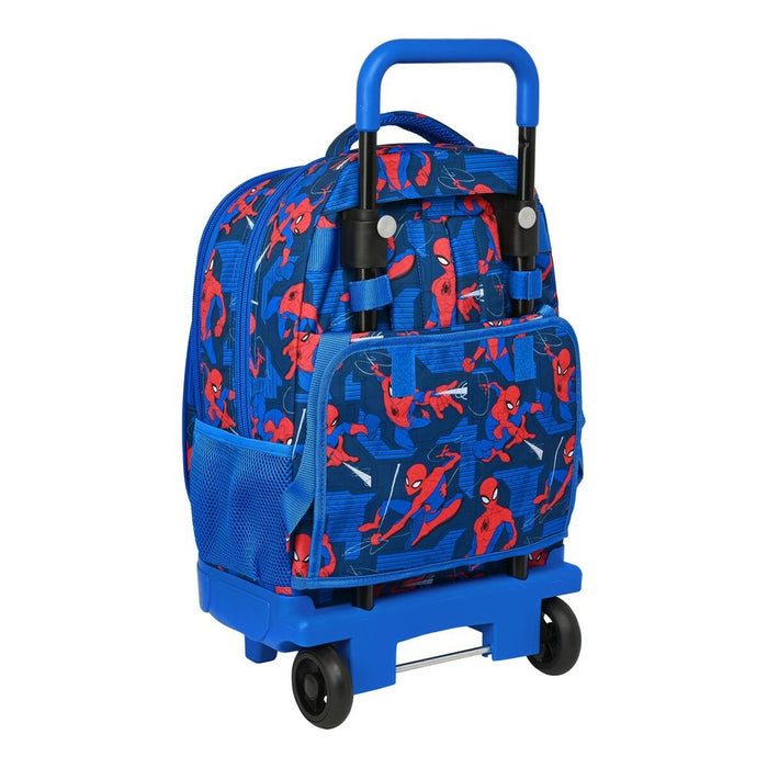Ghiozdan cu Roți Spiderman Great power Roșu Albastru (33 x 45 x 22 cm)