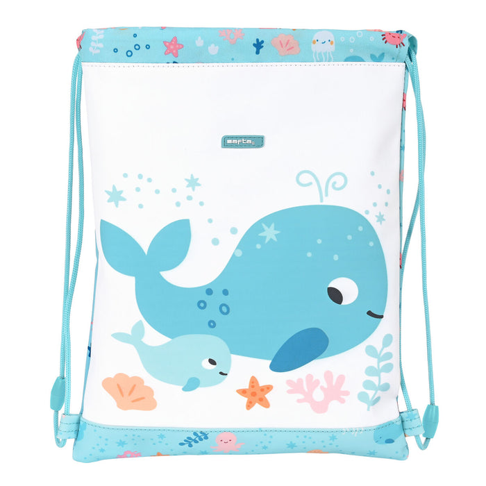 Geantă Rucsac cu Bretele Safta Ballenita Alb Albastru deschis (26 x 34 x 1 cm)
