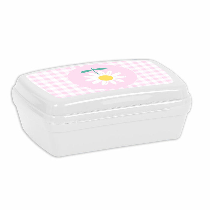 Cutie pentru Sandwich Safta Flor Plastic Roz Alb (17 x 6 x 14 cm)