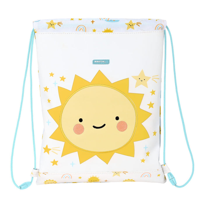 Geantă Rucsac cu Bretele Safta Solete Alb Galben (26 x 34 x 1 cm)