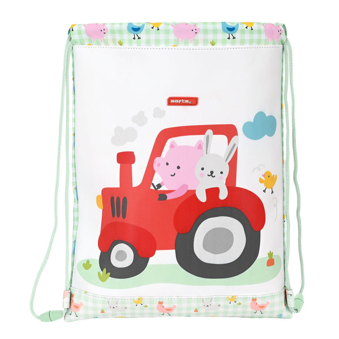 Geantă Rucsac cu Bretele Safta Granja Alb Verde (26 x 34 x 1 cm)