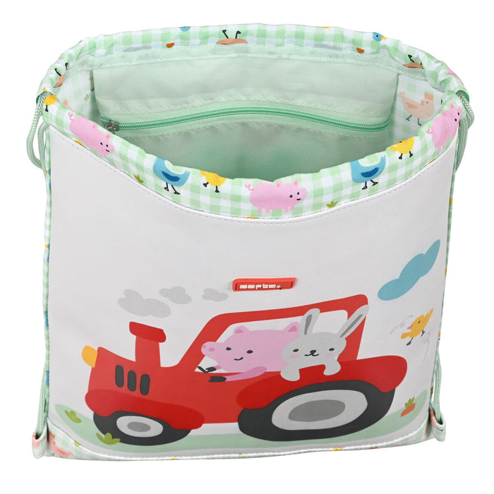 Geantă Rucsac cu Bretele Safta Granja Alb Verde (26 x 34 x 1 cm)