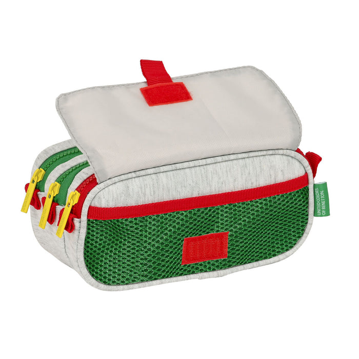 Penar triplu Benetton Pop Gri (21,5 x 10 x 8 cm)