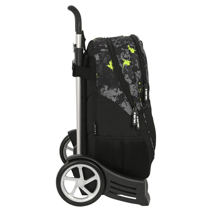 Ghiozdan cu Roți Kelme Jungle Negru Gri Lămâie verde (32 x 44 x 16 cm)
