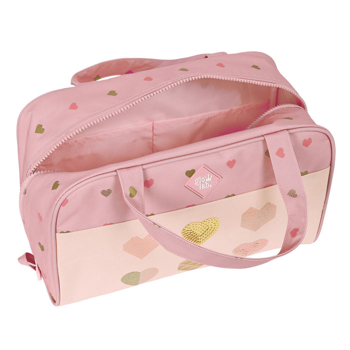 Trusă Școlară Glow Lab Hearts Roz (31 x 14 x 19 cm)