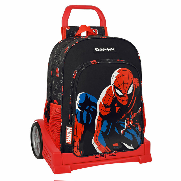 Ghiozdan cu Roți Safta Negru Spiderman Roșu 33 x 14 x 42 cm