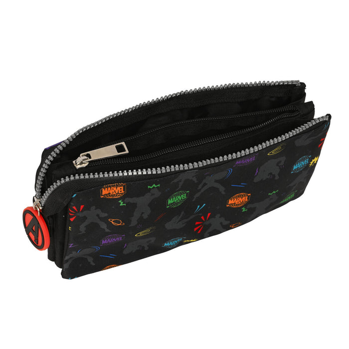 Penar triplu The Avengers Super heroes Negru (22 x 12 x 3 cm)