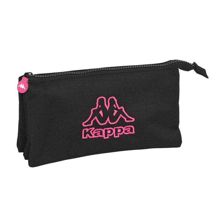 Penar triplu Kappa Black and pink Negru (22 x 12 x 3 cm)