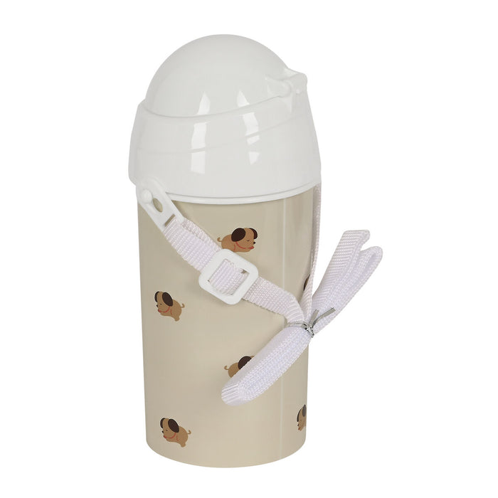Sticlă cu Capac și Pai Safta Puppy Bej PVC 500 ml