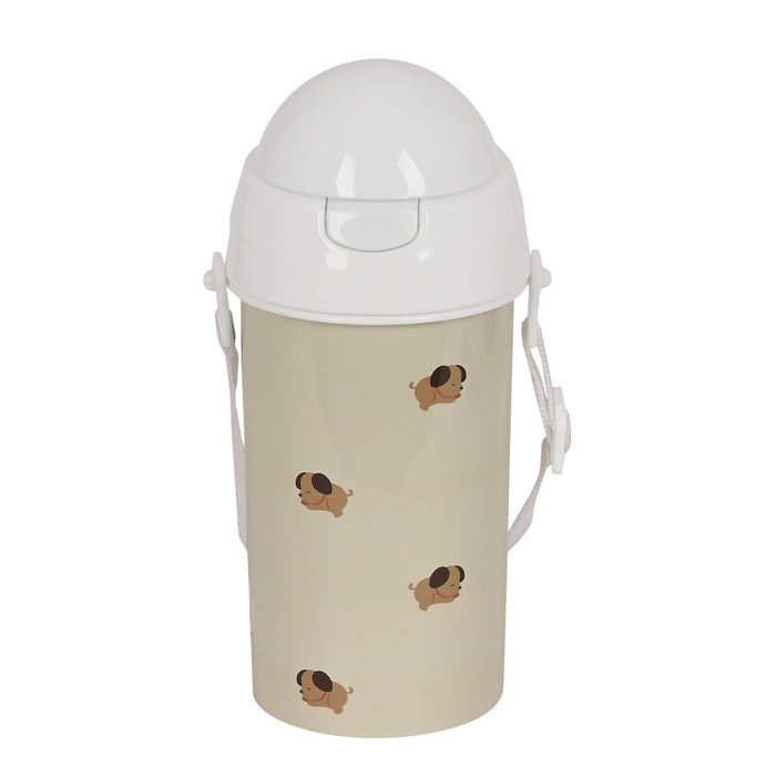 Sticlă cu Capac și Pai Safta Puppy Bej PVC 500 ml