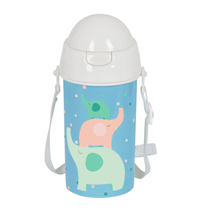 Sticlă cu Capac și Pai Safta Elefantes Verde PVC 500 ml