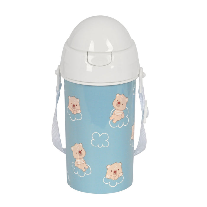 Sticlă cu Capac și Pai Safta Baby bear Albastru PVC 500 ml