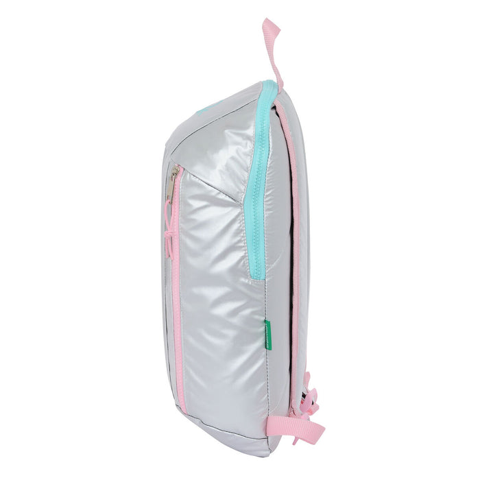 Rucsac Benetton Silver Mini Căptușit Argintiu 22 x 39 x 10 cm