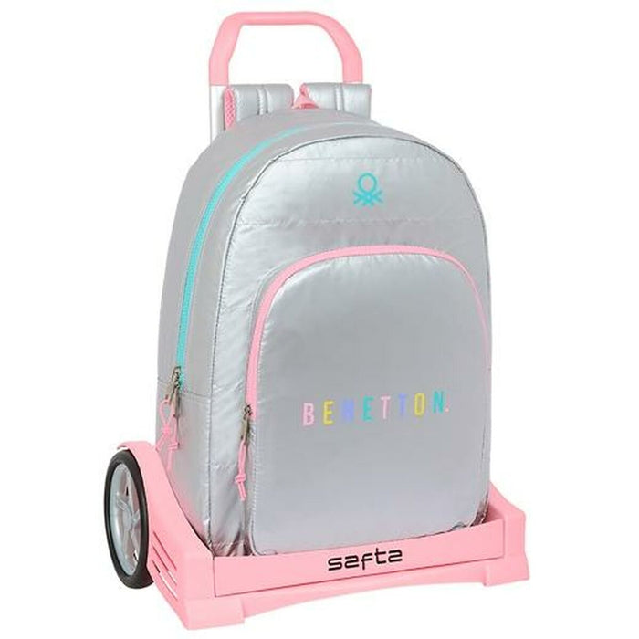 Ghiozdan cu Roți Safta Argintiu 30 x 14 x 46 cm Căptușit