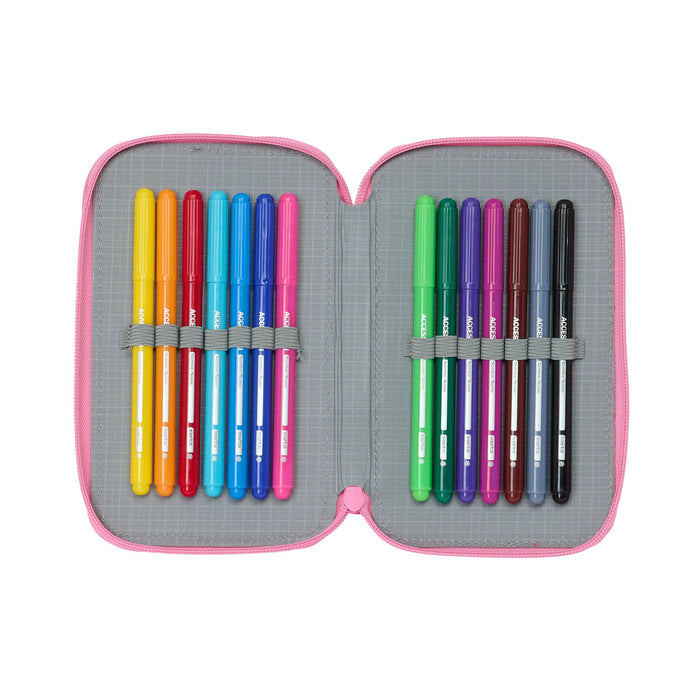 Creion dublu Minnie Mouse Loving Roz 12.5 x 19.5 x 4 cm (28 Piese)