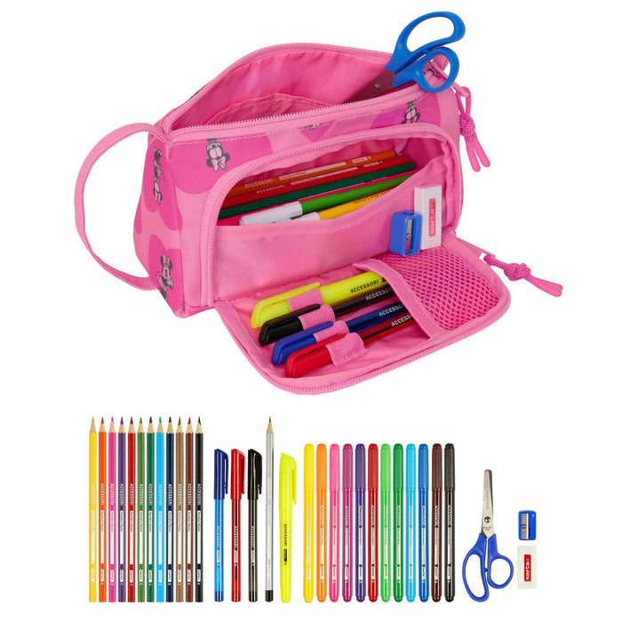 Penar cu Accesorii Minnie Mouse Loving Roz 20 x 11 x 8.5 cm (32 Piese)