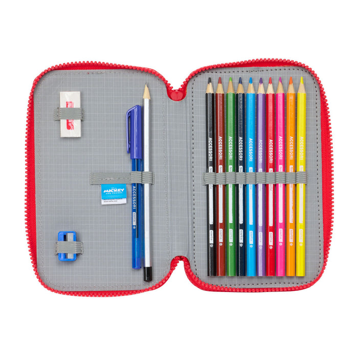 Creion dublu Mickey Mouse Clubhouse Fantastic Albastru Roșu 12.5 x 19.5 x 4 cm (28 Piese)