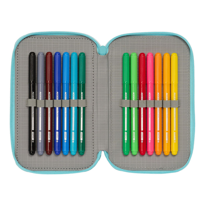 Penar Triplu Frozen Hello spring Albastru deschis 12.5 x 19.5 x 5.5 cm (36 Piese)