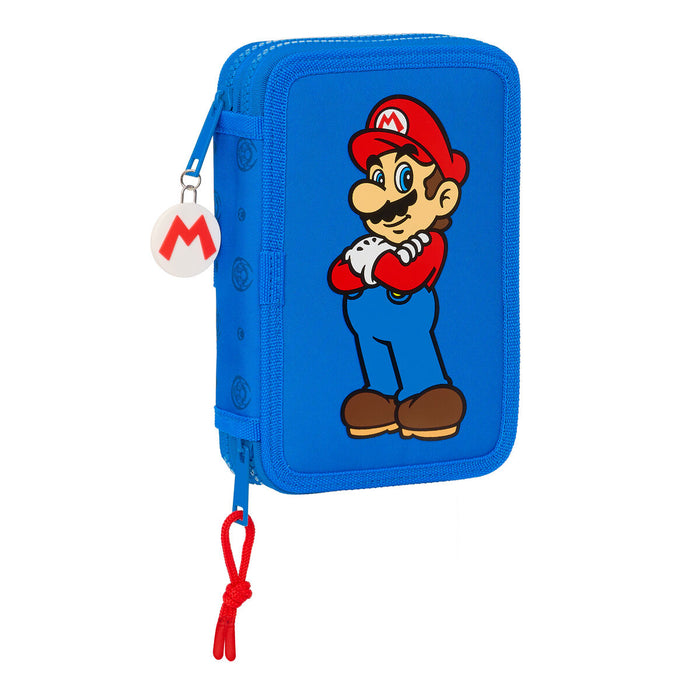Creion dublu Super Mario Play Albastru Roșu 12.5 x 19.5 x 4 cm (28 Piese)