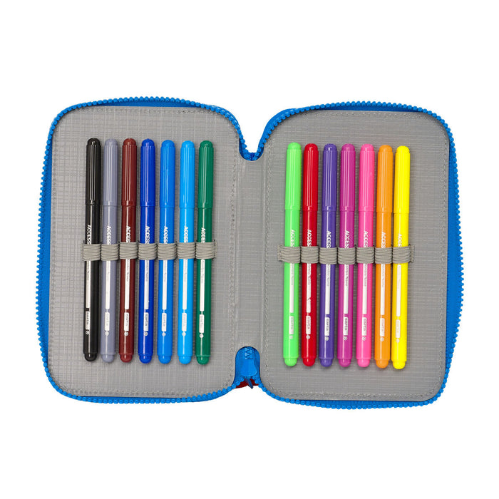 Creion dublu Super Mario Play Albastru Roșu 12.5 x 19.5 x 4 cm (28 Piese)