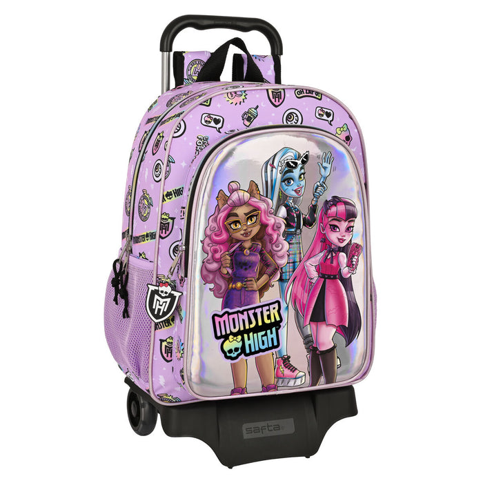 Ghiozdan cu Roți Monster High Best boos Liliachiu 33 x 42 x 14 cm