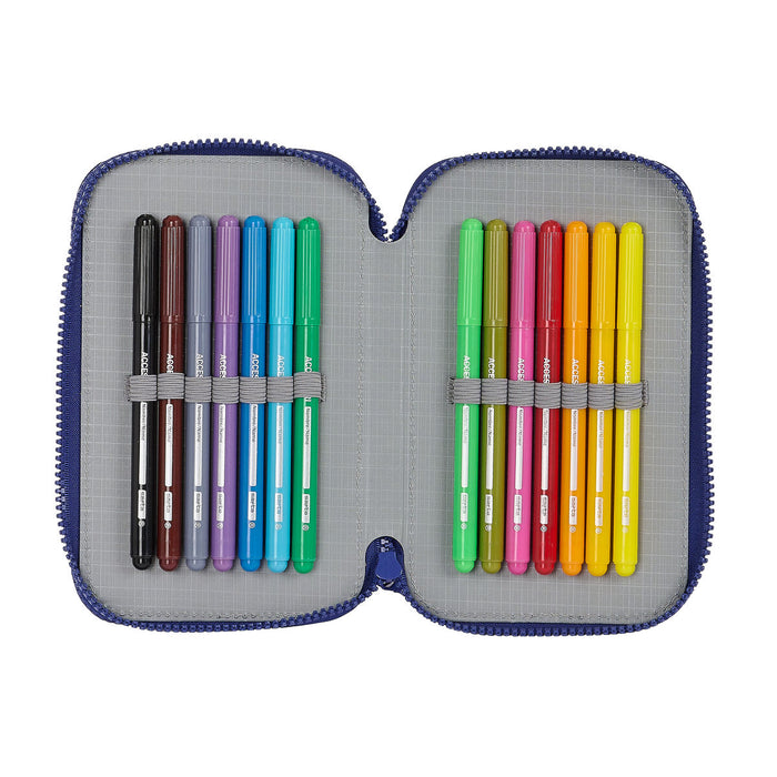 Creion dublu F.C. Barcelona Roșu Bleumarin 12.5 x 19.5 x 4 cm (28 Piese)