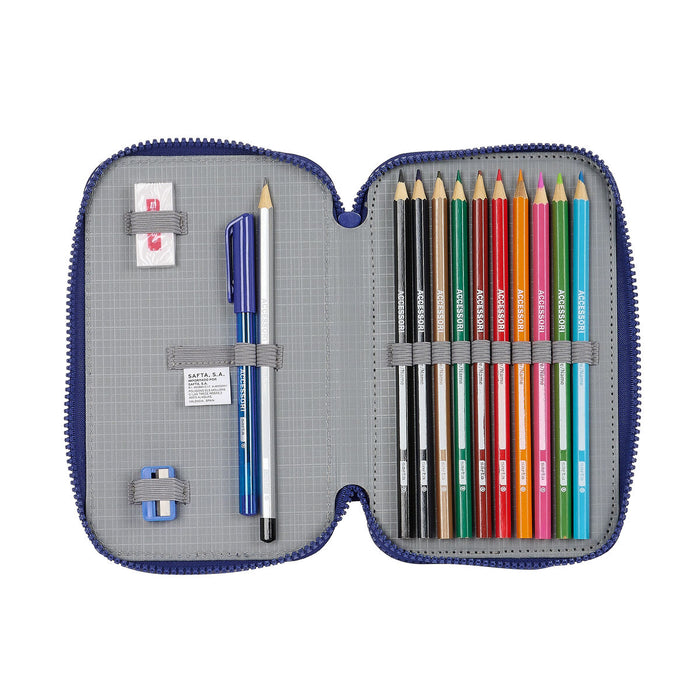 Creion dublu F.C. Barcelona Roșu Bleumarin 12.5 x 19.5 x 4 cm (28 Piese)