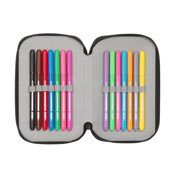 Penar Triplu F.C. Barcelona Negru 12.5 x 19.5 x 5.5 cm (36 Piese)