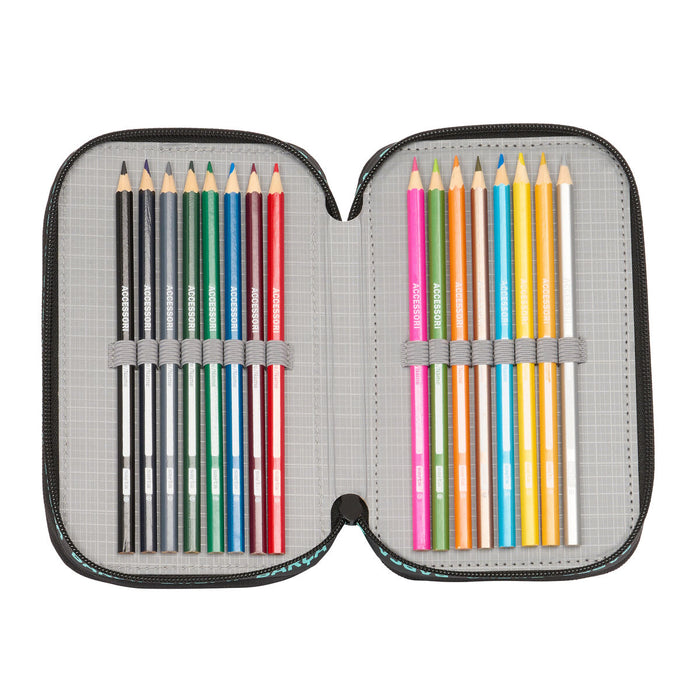 Penar Triplu F.C. Barcelona Negru 12.5 x 19.5 x 5.5 cm (36 Piese)