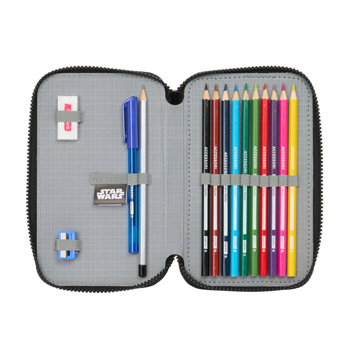 Creion dublu Star Wars The fighter Negru 12.5 x 19.5 x 4 cm (28 Piese)