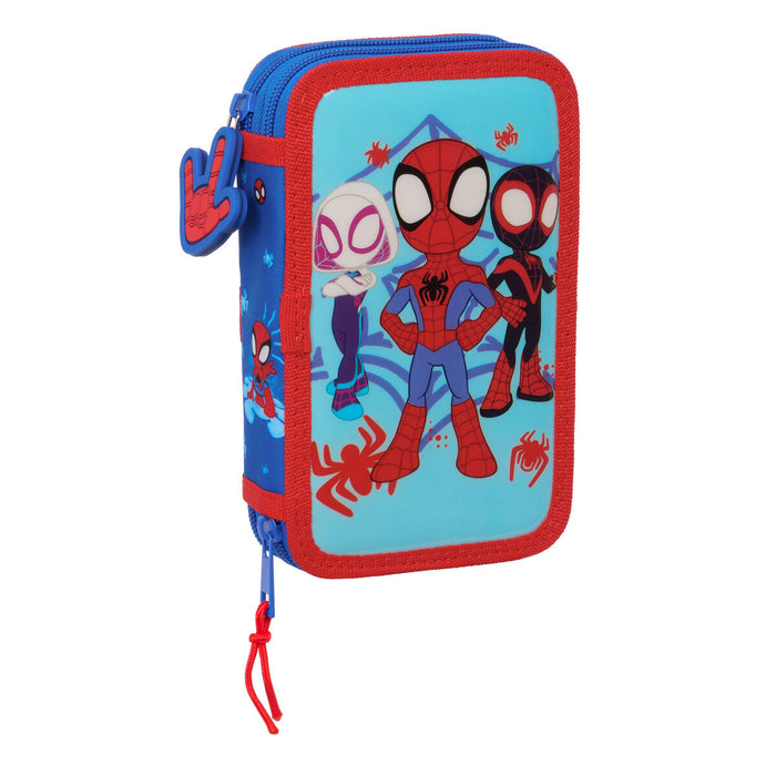Creion dublu Spidey Roșu Albastru 12.5 x 19.5 x 4 cm (28 Piese)