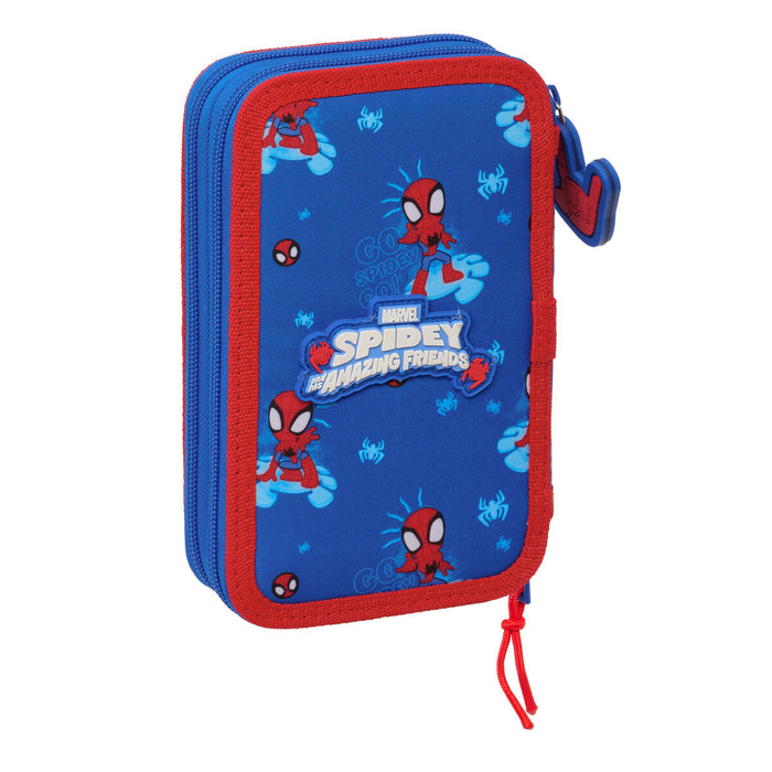 Creion dublu Spidey Roșu Albastru 12.5 x 19.5 x 4 cm (28 Piese)