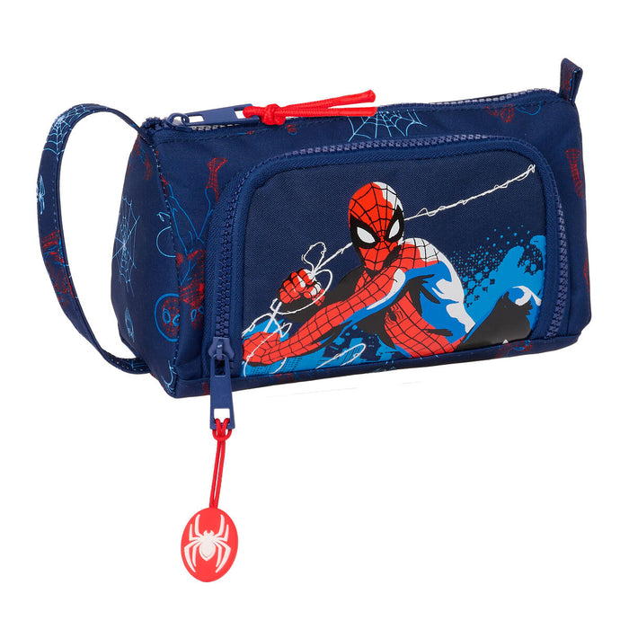 Penar cu Accesorii Spider-Man Neon Bleumarin 20 x 11 x 8.5 cm (32 Piese)
