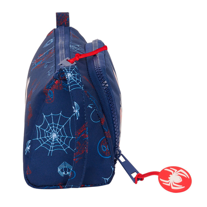 Penar cu Accesorii Spider-Man Neon Bleumarin 20 x 11 x 8.5 cm (32 Piese)
