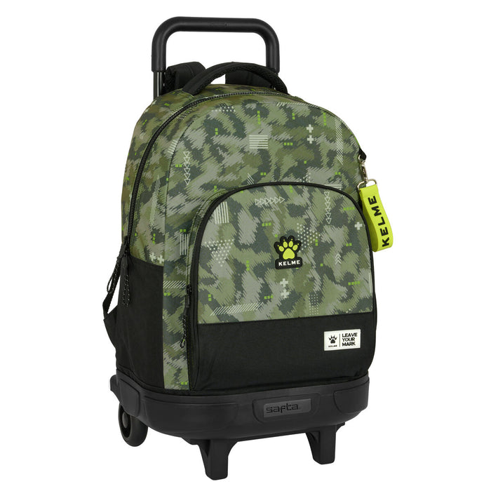 Ghiozdan cu Roți Kelme Travel Negru Verde 33 X 45 X 22 cm