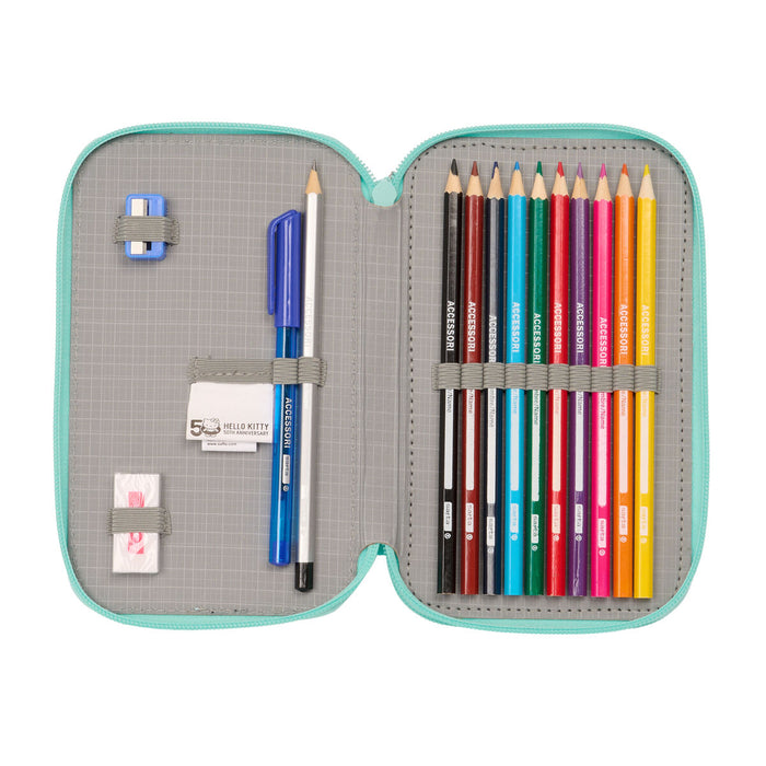 Creion dublu Hello Kitty Sea lovers Turquoise 12.5 x 19.5 x 4 cm (28 Piese)
