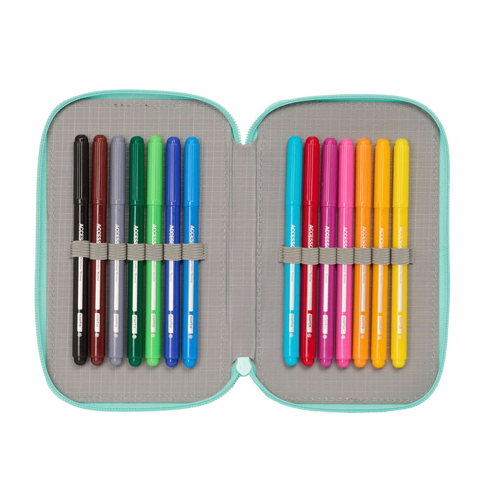 Creion dublu Hello Kitty Sea lovers Turquoise 12.5 x 19.5 x 4 cm (28 Piese)