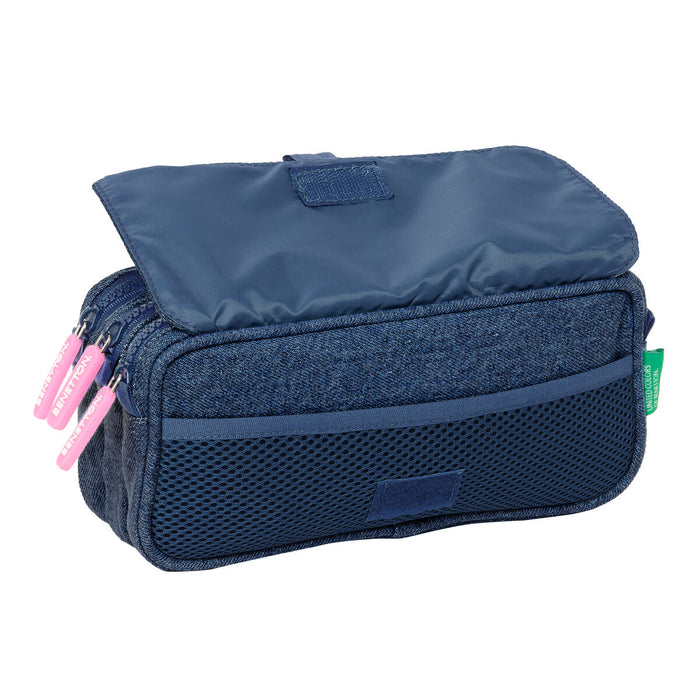 Penar triplu Benetton Denim Albastru 21,5 x 10 x 8 cm