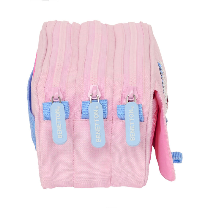 Penar triplu Benetton Pink Roz 21,5 x 10 x 8 cm