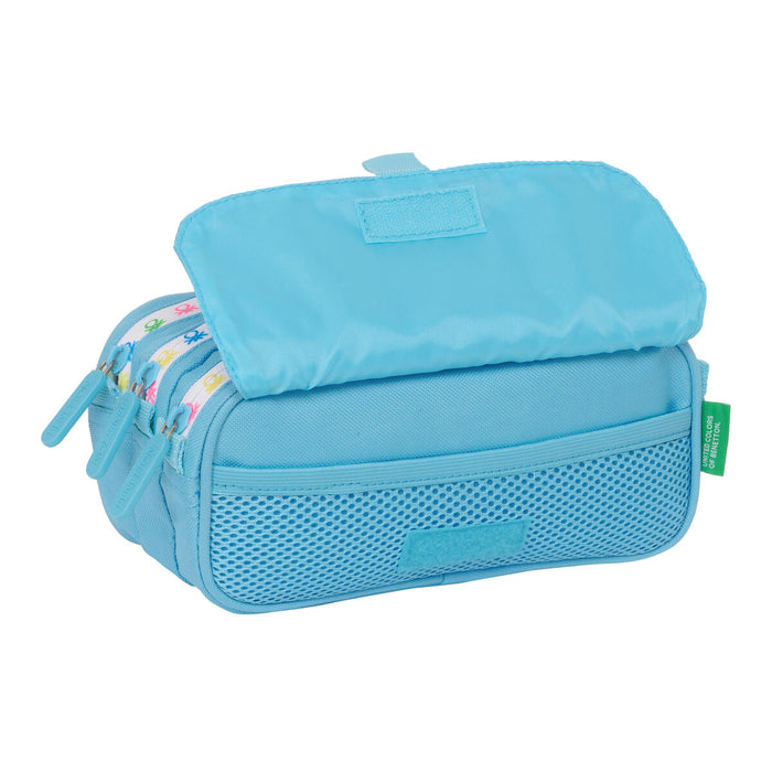 Penar triplu Benetton Spring Albastru celest 21,5 x 10 x 8 cm