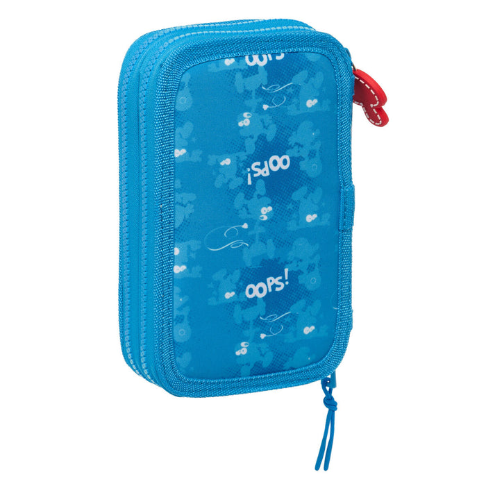 Creion dublu Los Pitufos Albastru Albastru celest 12.5 x 19.5 x 4 cm (28 Piese)